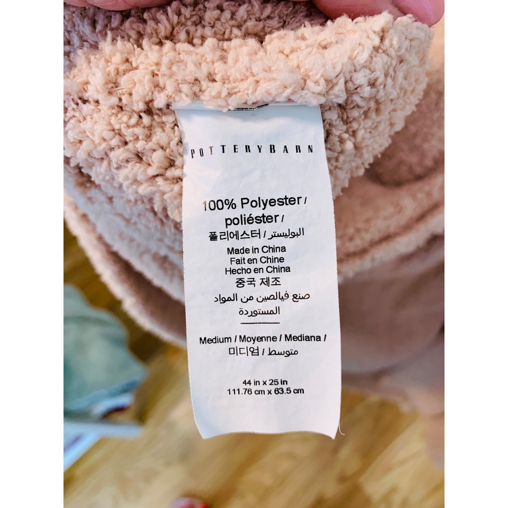 Pottery‎ Barn Teddy Bear Cozy Ribbed Robe Blush Pink Plush Shawl Collar / Medium - Picture 10 of 13